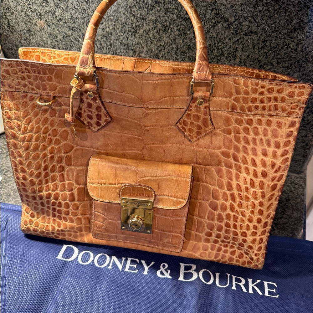 Dooney & Bourke Brown Croc-Embossed Tote